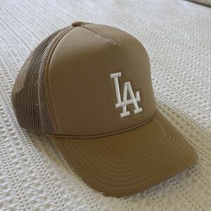 Tan LA Logo Trucker Hat